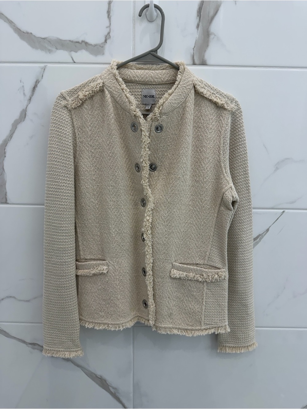NIC + Zoe Beige Textured Button-Front Jacket